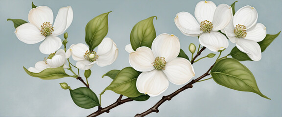 Wall Mural - Dreamy Dogwood: A Romantic Wedding Invitation Design