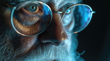 Poster - A close up photo of a man with glasses and a beard. This image can be used for various purposes