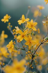 Poster - A bunch of yellow flowers in the grass. Perfect for spring-themed designs