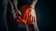 © S photographer - Closeup young man holding his knee, leg injury.