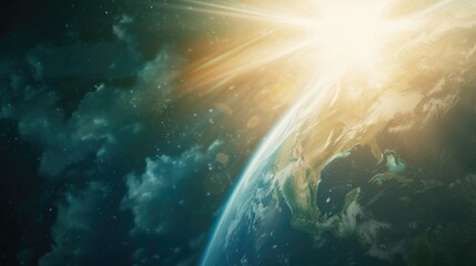 Canvas Print - sun shining brightly over the earth. perfect for illustrating the beauty of nature and the power of 