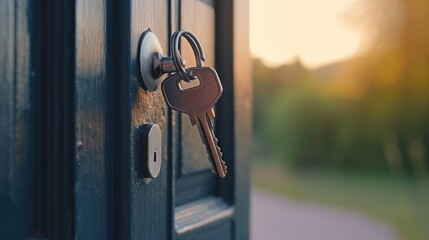 Wall Mural - a detailed close-up of a door with a bunch of keys attached. perfect for illustrating concepts relat
