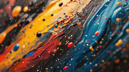 Canvas Print - A close-up view of a vibrant and colorful painting. This picture can be used to add a pop of color to any design project