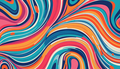 Wall Mural - Neon Wave Minimalism: A Psychedelic Seamless Pattern