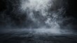 © ILOVEART - abstract image of dark room concrete floor panoramic view of the abstract fog white cloudiness, space for product presentation ,mist or smog moves on black background