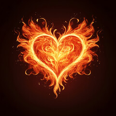 Wall Mural - A heart-shaped flame on a brown background.