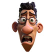 Cartoon 3d male face expression of alarm or surprise 