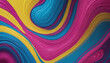 Yellow blue magenta liquid paint grainy retro background abstract color flow vibrant curve wave pattern