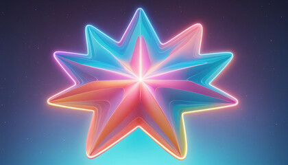 Wall Mural - Pastel abstract background with colorful clouds and neon star shape, minimalist geometric wallpaper