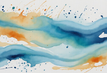 Blue watercolor brushstroke background with layers