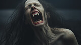 Fototapeta  - Screaming woman vampire