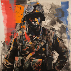 Illustration graffitti style  of a soldier