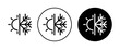 © Ghori - Hot and Cold Temperature line icon set. Sun and cool air snowflake symbol in black and blue color.