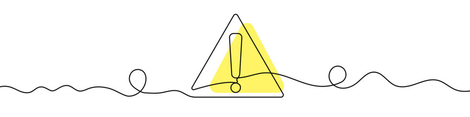Poster - continuous editable drawing of exclamation point. one line drawing danger sign