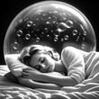 Illustration of a sleeping woman dreaming in her sleep