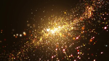 Wall Mural - background gold movement. universe gold dust with stars on black background. motion abstract of part