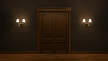 Doors Opening To The White Room. 3d Render Animation Of Opening Doors. Isolated, Green Chroma Key, Luma Matte Included 