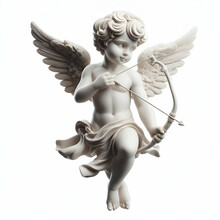 Cupid Angel Sculpture Isolated On White Background