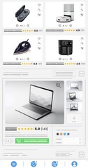 Wall Mural - Technology products website animation. E-commerce and shopping sales webpage. Vertical version