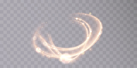Leinwandbilder - Shiny golden light sparkling spiral with magic vector effect of magical sparkling dust particles. Light painting illustrating the movement of energy.