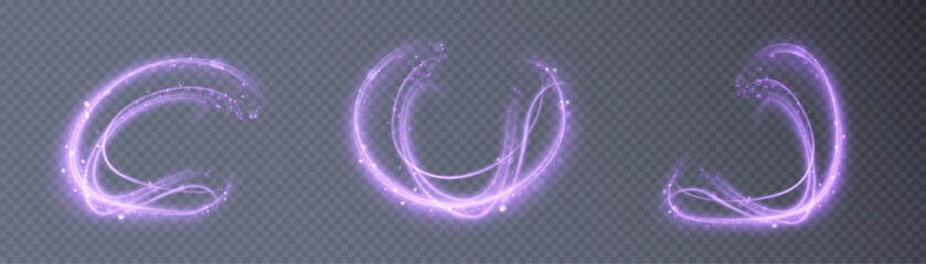 Fototapete - Shiny purple glowing sparkling spiral with magic vector effect of magic sparkling dust particles. A light painting illustrating the movement of energy.