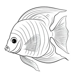 Coloring book for children depicting aflame angelfish