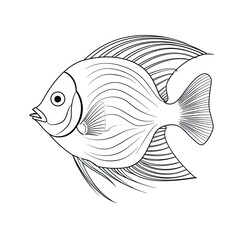 Coloring book for children depicting aflame angelfish