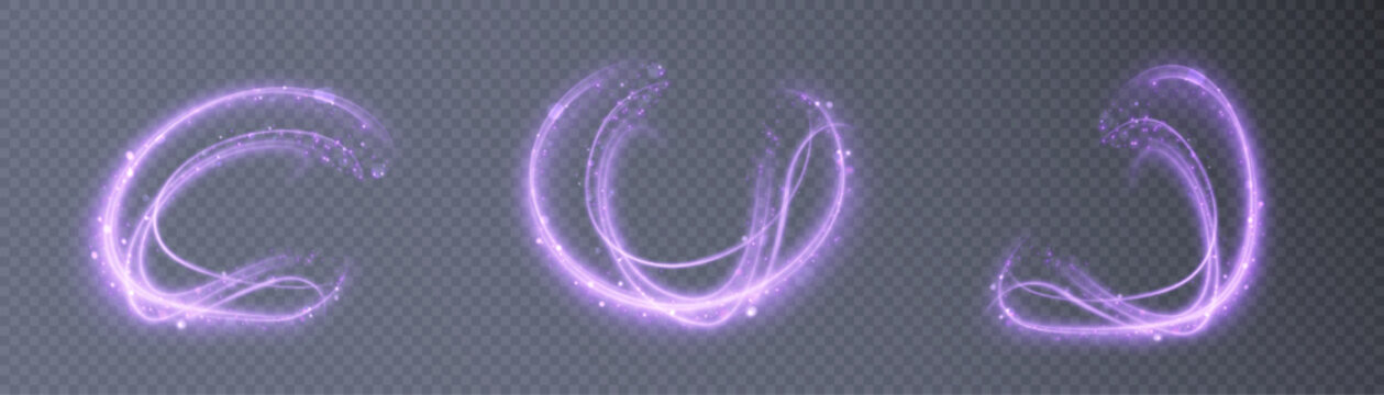 shiny purple glowing sparkling spiral with magic vector effect of magic sparkling dust particles. a 