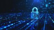 Padlock With Keyhole icon in personal data security Illustrates cyber data or information privacy idea. blue color abstract hi speed internet technology