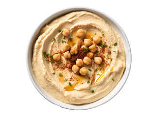 Wall Mural - a bowl of hummus with chickpeas and spices