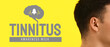 Leinwandbild Motiv Banner for Tinnitus Awareness Week with young man having hearing disorder