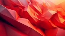 Vibrant Abstract Polygonal Landscape In Red And Orange Hues