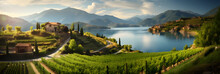 Scenic European Vineyard: A Picturesque Blend Of Manmade And Natural Beauty