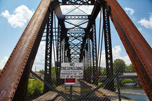 Rusted Railway Bridge With No Trespassing Sign, Ohio - Industrial Decay