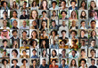 © Adriana - Team of diverse people coworkers in an international corporation. Grid of webcam faces