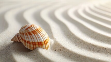 Wall Mural - Shell decoration on sand and sea landscape