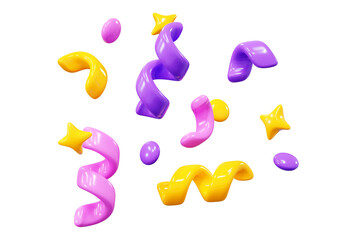 3d render birthday surprise or winner congratulation confetti streamer