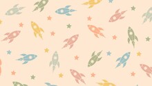 Colorful Rocket Ship And Stars Background Animation  