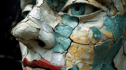 Poster - A close up of a face made out of broken pieces, AI