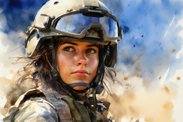 Wall Mural - Warrior Woman: A Brave Army Soldier