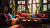 Fototapeta Uliczki - Bohemian Oasis: Eclectic Living with Natural Vibes