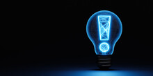 A Light Bulb With An Exclamation Mark Shining And Thinking Of A Solution.3d Rendering