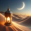 Muslim luminary at night in the desert moon