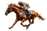 Fototapeta  - horse racer isolated on transparent background ,horse racing png ,generative ai