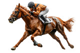 Fototapeta  - horse racer isolated on transparent background ,horse racing png ,generative ai