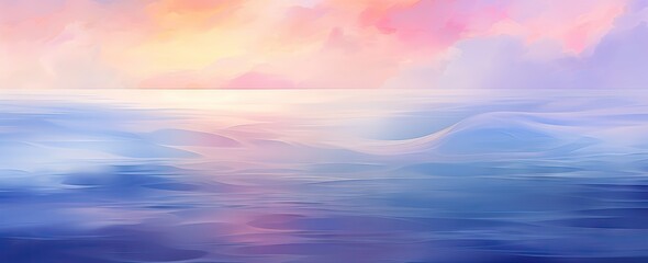 Wall Mural - a blurred colorful landscape with beautiful sky and clouds reflected by a big ocean