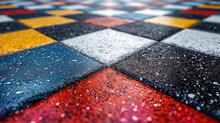 Asphalt With Geometric Patterns Lines And Figures That Form Geometric Patterns On The Surface Of The Asphal