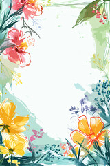 Wall Mural - watercolour frame of flowers