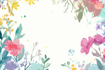 Wall Mural - watercolour frame of flowers