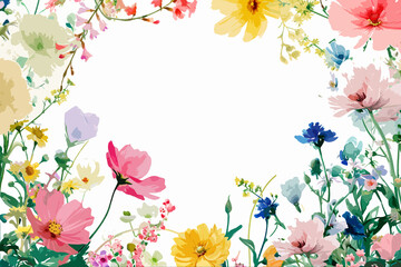 Wall Mural - watercolour frame of flowers